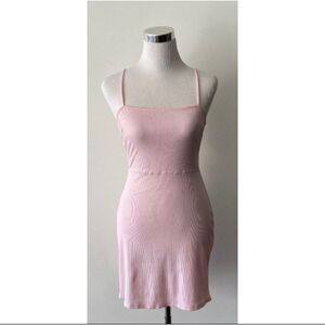 URBAN OUTFITTERS Pink Crisscross Strap Ribbed Bodycon Mini Dress